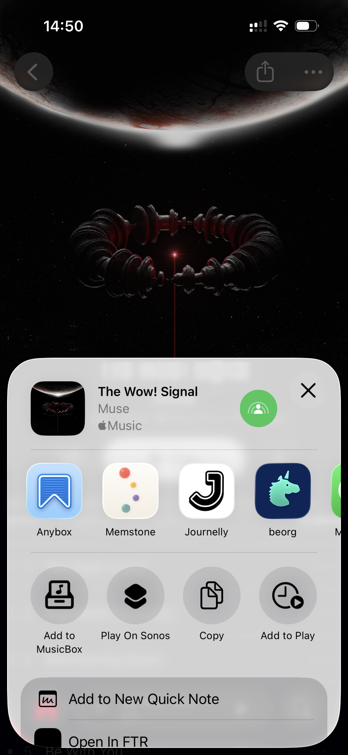 Screenshot: Sharing an album from Apple Music