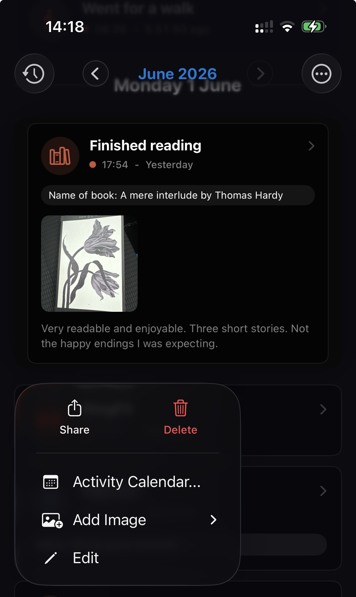 The activity menu