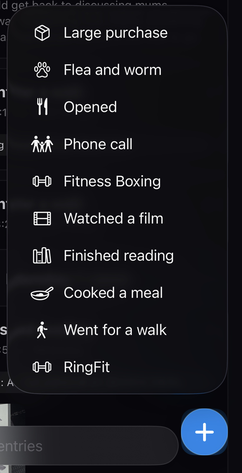 Long-press add button