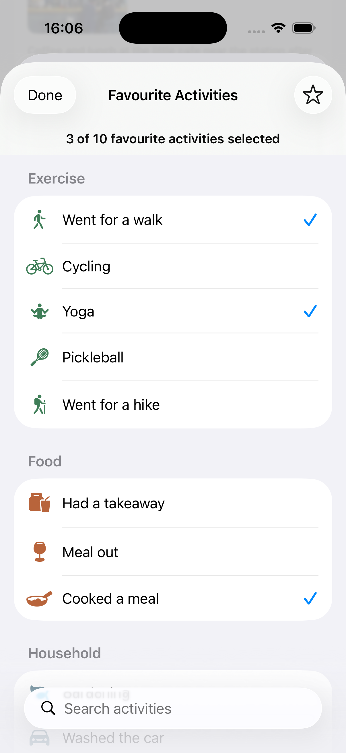 Favorite activities